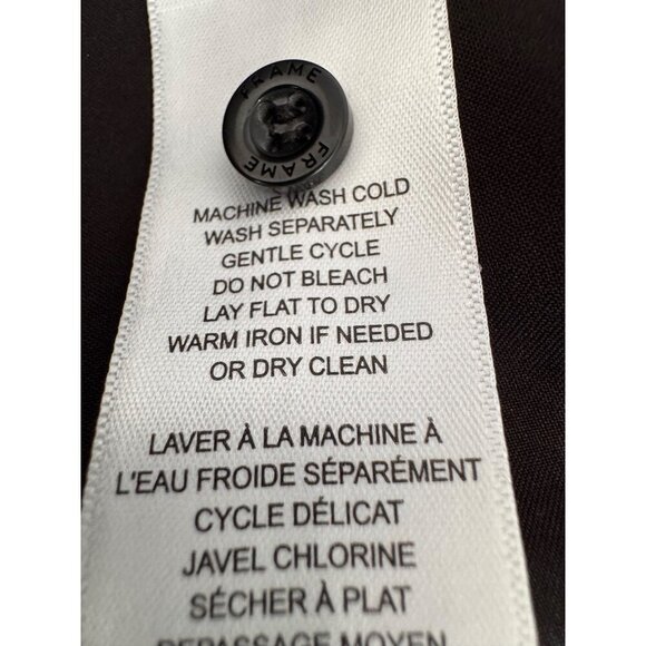 New Frame Women's Size XL Black Smocked Button-Down Dress Short Puff Sleeves - Picture 14 of 14